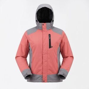Iceburg Womens M Ski Jacket Pink Gray Hooded Waterproof Insulated Snow Coat Y2K
